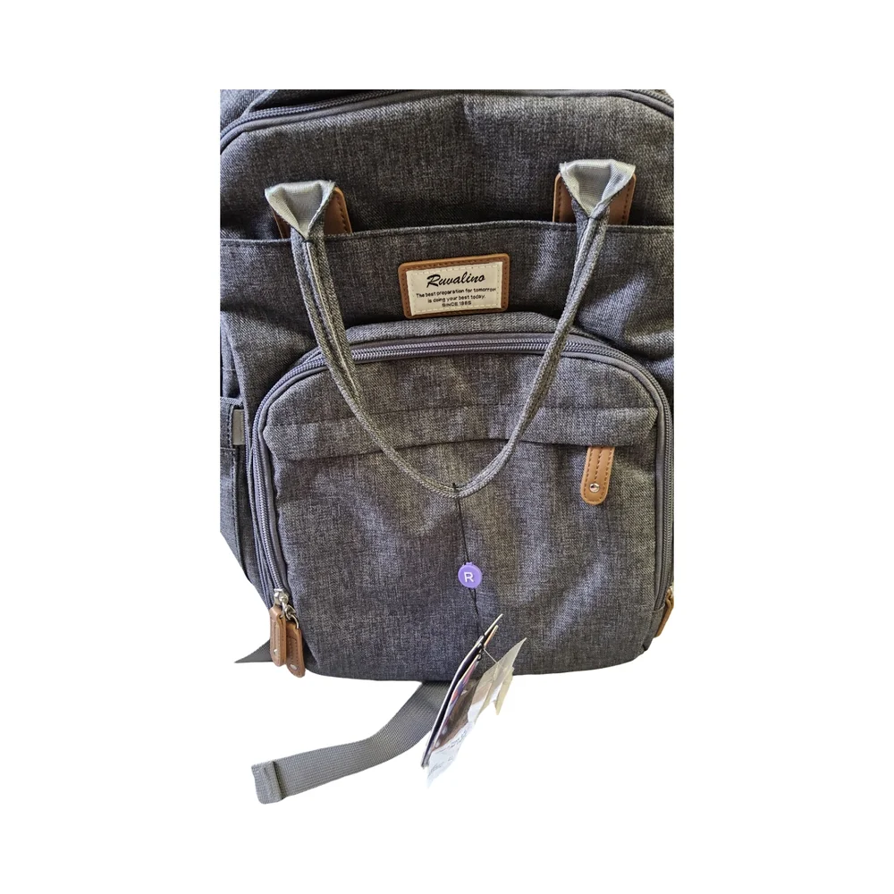 1 New Ruvalino Gray Baby Bag with Multiple Compartments
